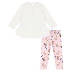 Younger Girls Ivory & Pink Headphones Leggings Set, 1, hi-res