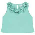 Girls Green Crepe Trousers Set, 1, hi-res