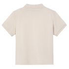 Boys Beige Logo Polo Shirt, 7, hi-res