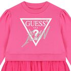 Girls Pink Logo Tulle Dress, 2, hi-res