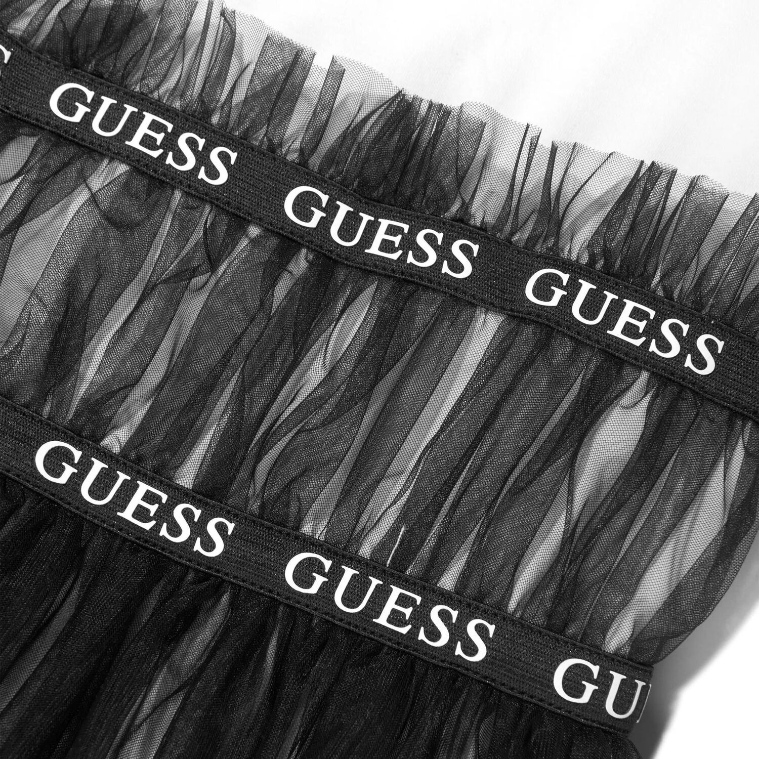 Girls White & Black Logo Tulle Dress, 4, hi-res