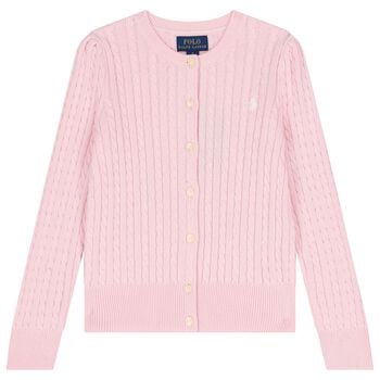 Girls Pink Cable Knit Cardigan