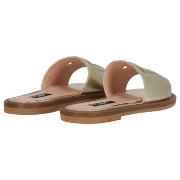 Girls Beige & Gold Logo sandals 