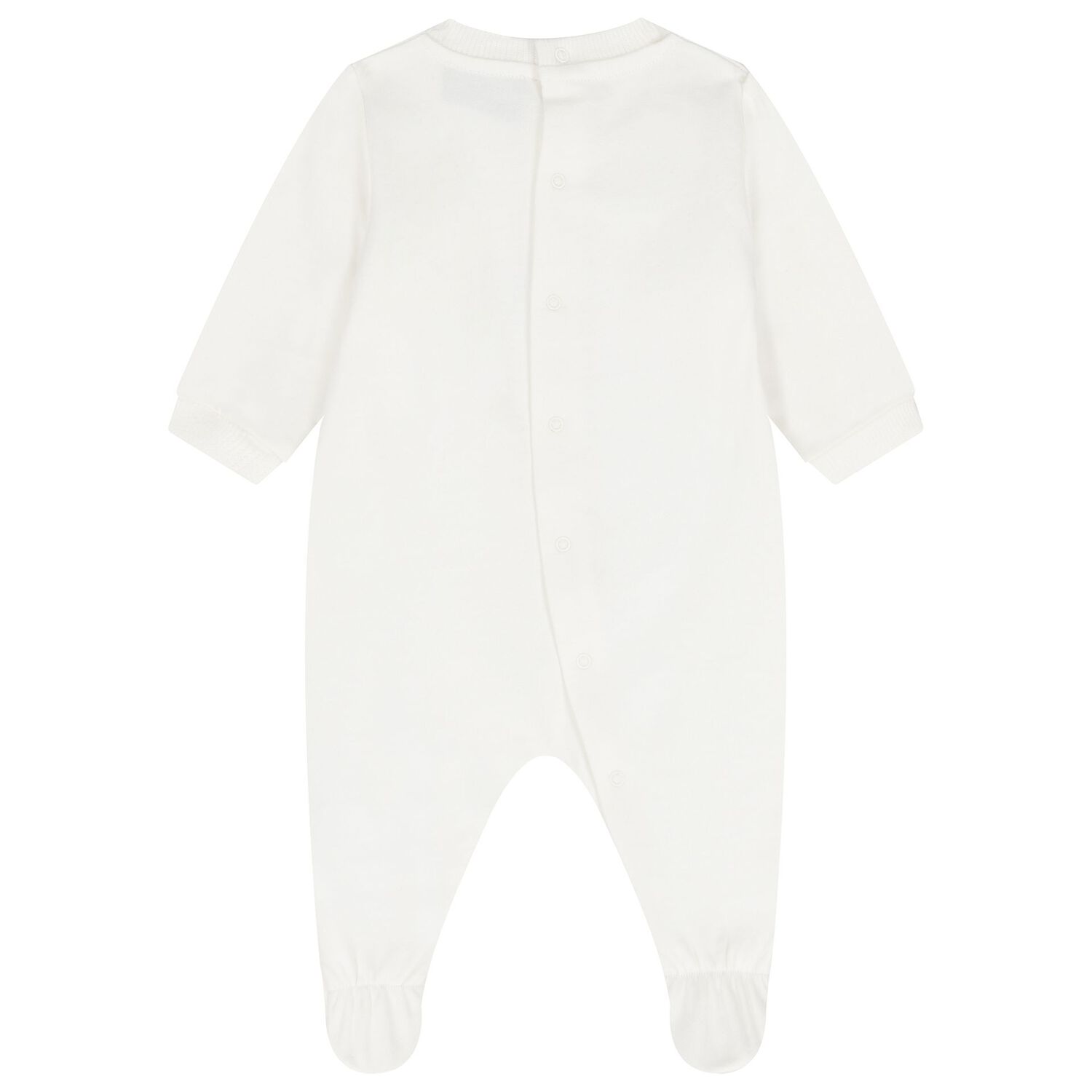 White Teddy Bear Logo Babygrow, 1, hi-res