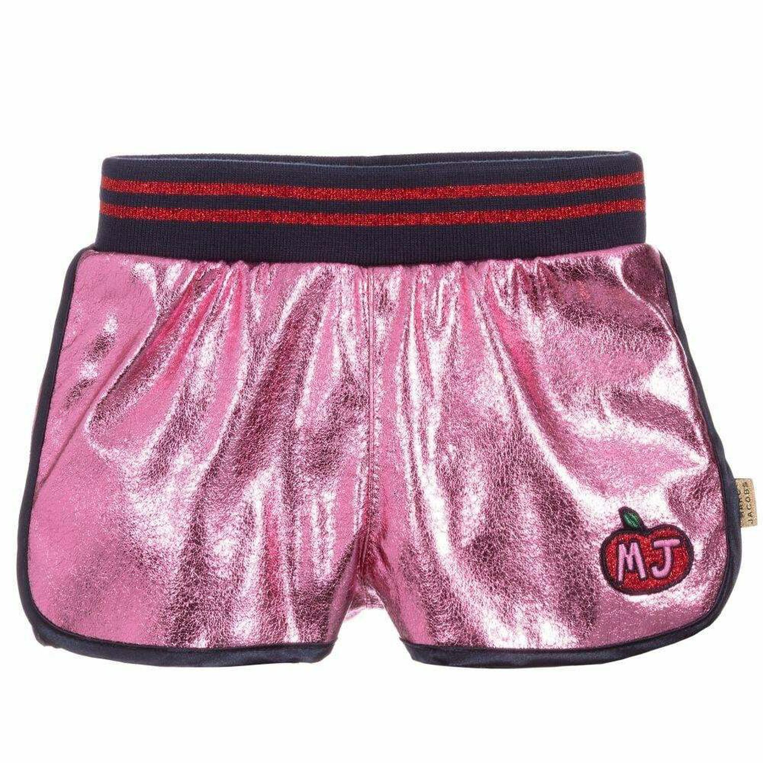 Girls Pink Faux Leather Shorts, 1, hi-res
