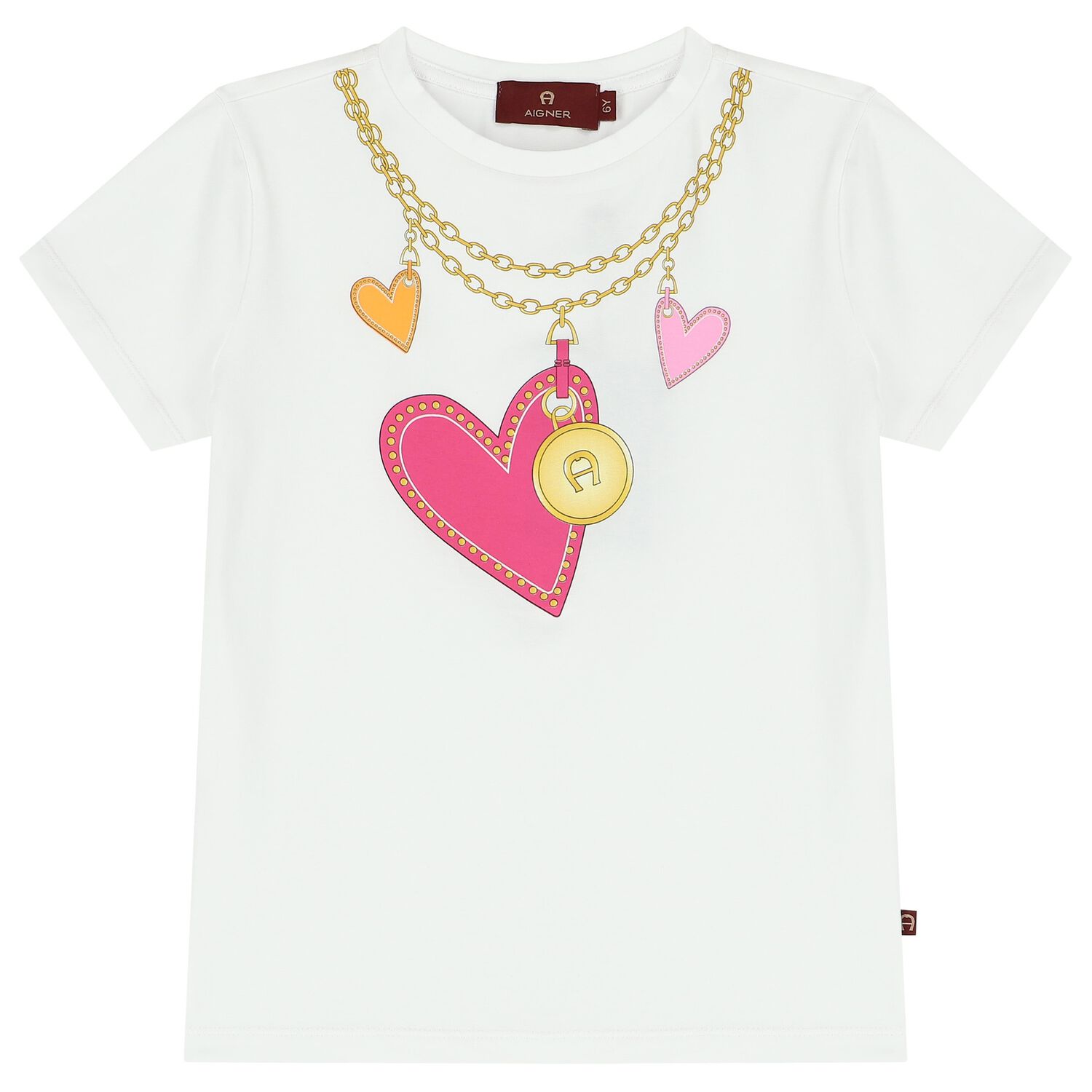 Girls White Logo Hearts T-Shirt, 1, hi-res image number null