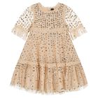 Girls Gold Sequin & Tulle Dress, 1, hi-res