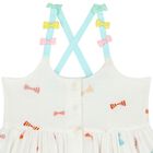 Girls White Embroidered Bow Dress, 1, hi-res