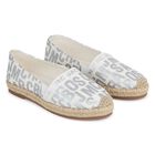 Girls Ivory & Silver Logo Espadrilles, 1, hi-res