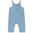 Baby Girls White & Blue Dungaree Set, 1, hi-res