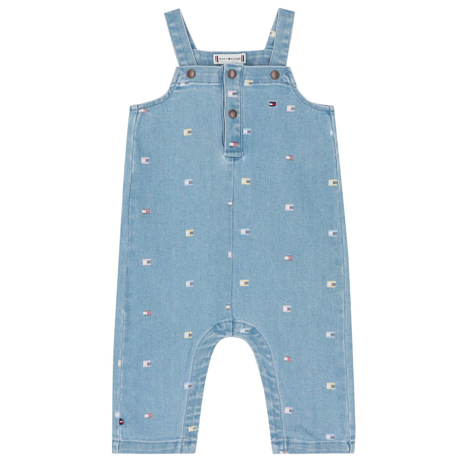 Baby Girls White & Blue Dungaree Set, 1, hi-res image number null