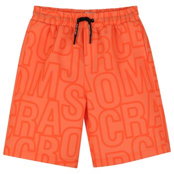 Boys Orange Logo Swim Shorts