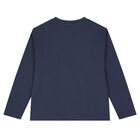 Boys White & Navy Blue Long Sleeve Top, 1, hi-res