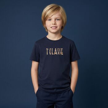Boys Navy Blue Logo T-Shirt