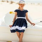 Girls Navy Blue & White Dress, 1, hi-res