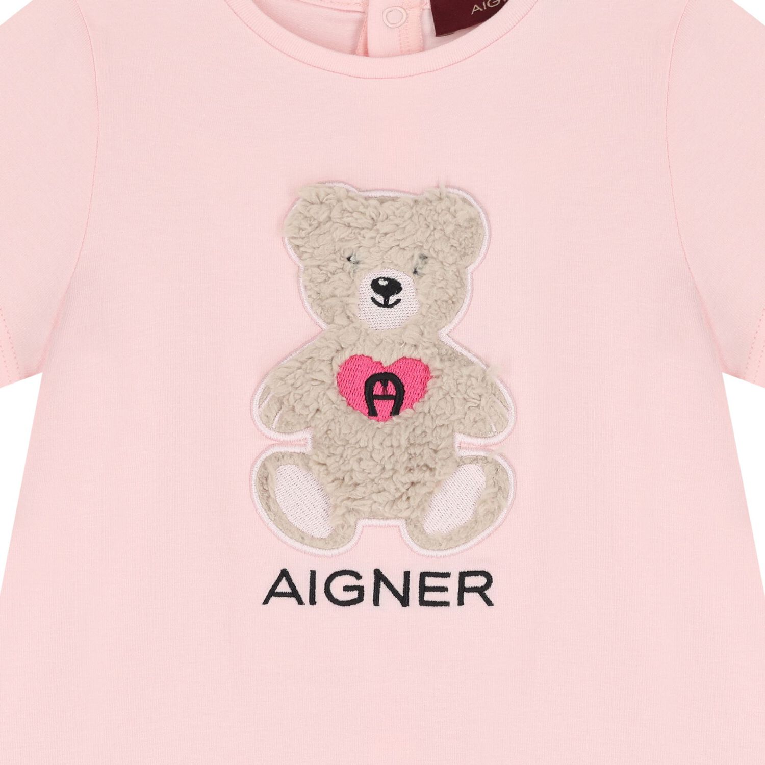 Younger Girls Pink Teddy Bear Logo Dress, 3, hi-res