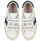 Girls Ivory & Navy Blue Logo Trainers, 1, hi-res