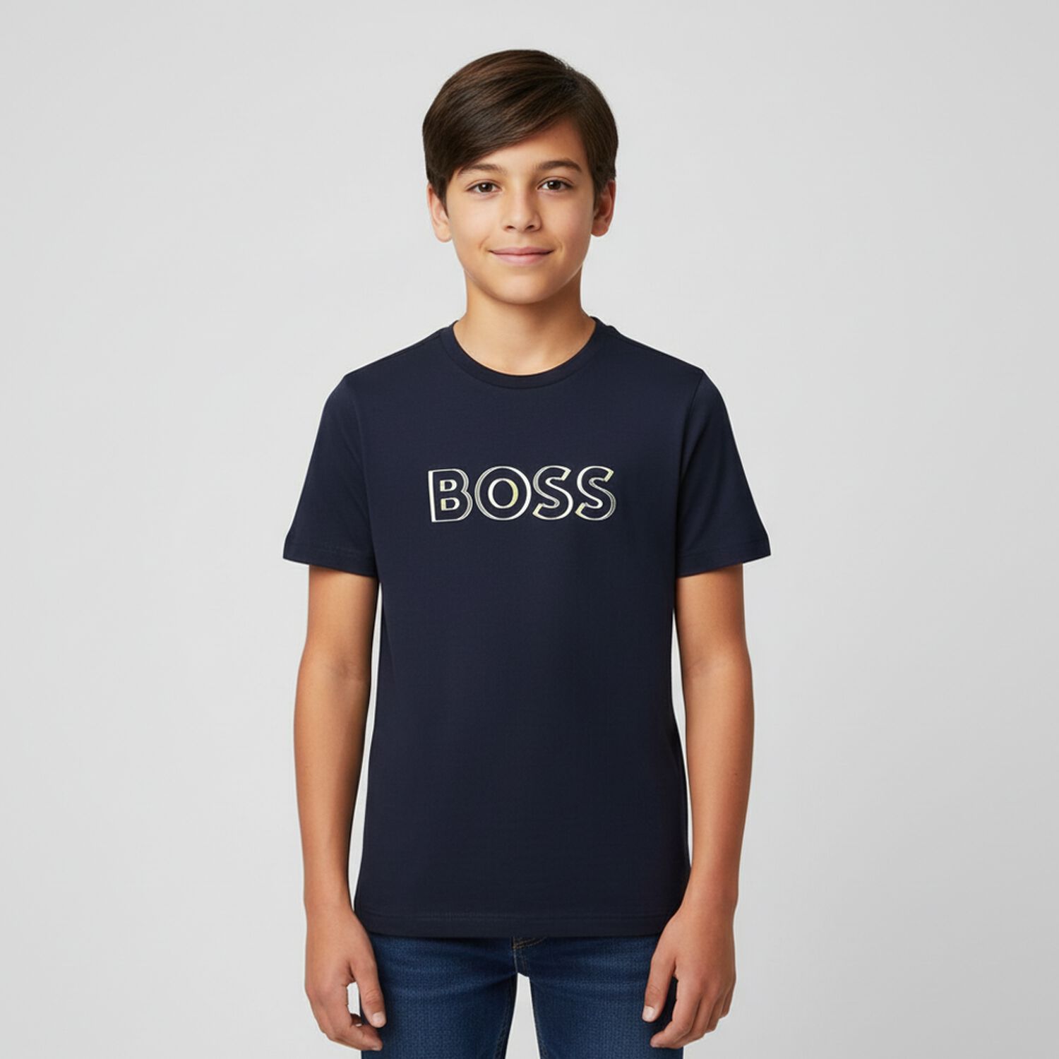 Boys Navy Blue Logo T-Shirt, 3, hi-res