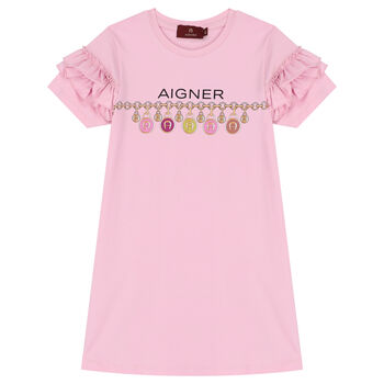 Girls Pink Logo Dress