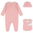 Baby Girls Pink Floral Pointelle Babygrow Gift Set, 1, hi-res