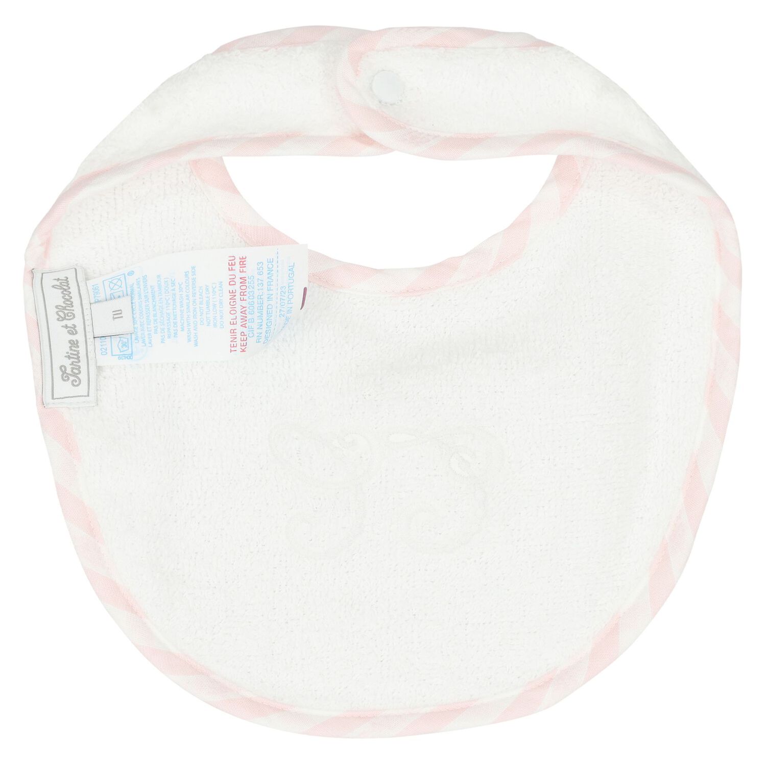 Baby Girls White & Pink Logo Bib, 2, hi-res image number null