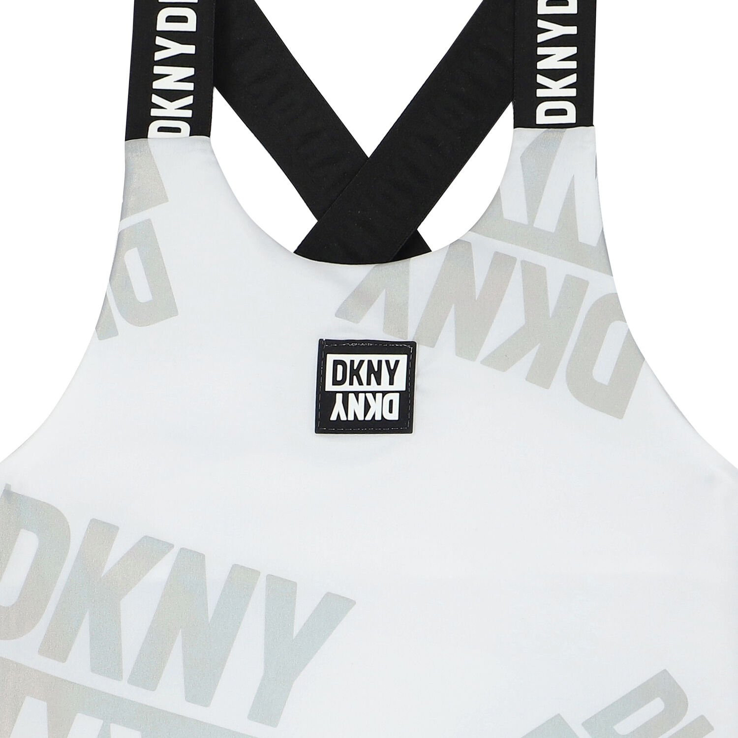 Girls White Iridescent Logo Top, 1, hi-res