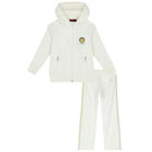 Girls Ivory & Gold Logo Tracksuit, 1, hi-res