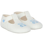 Baby Boys White & Blue Pre Walker Shoes, 1, hi-res