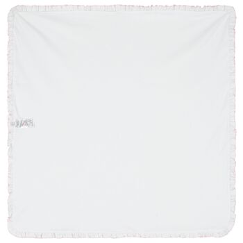 Baby Girls White & Pink Heart Blanket