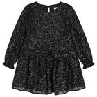 Girls Black Embellished Dress, 2, hi-res