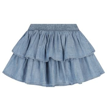 Girls Denim Blue Tiered Skirt
