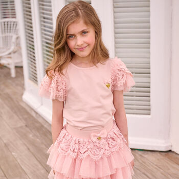 Girls Pink Lace Top