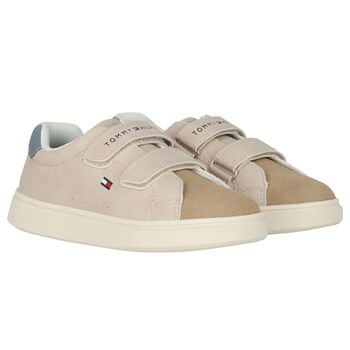 Boys Beige Logo Trainers