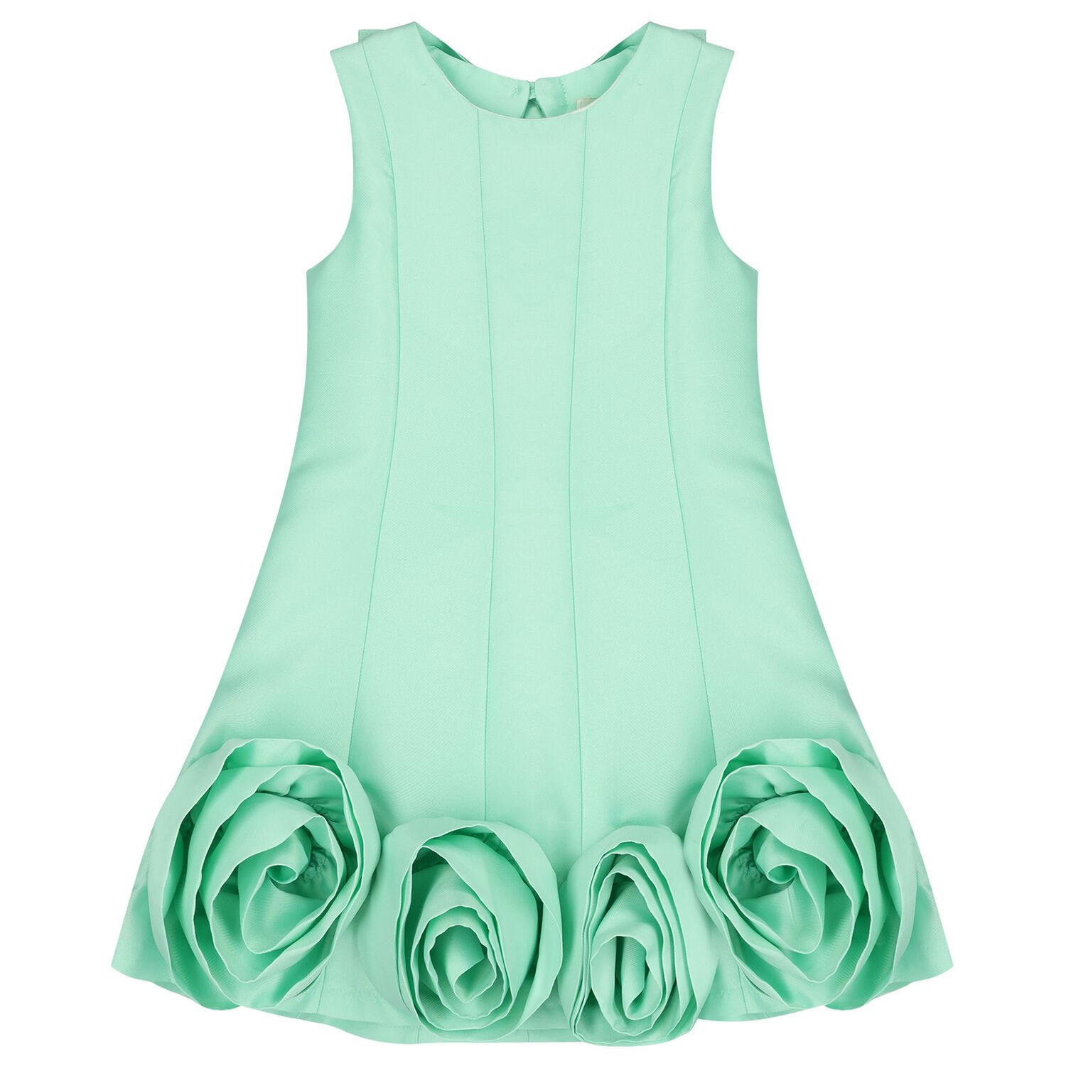 Girls Green Rose Hem Dress, 1, hi-res