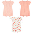 Baby Girls White & Orange Rompers (3 Pack), 2, hi-res