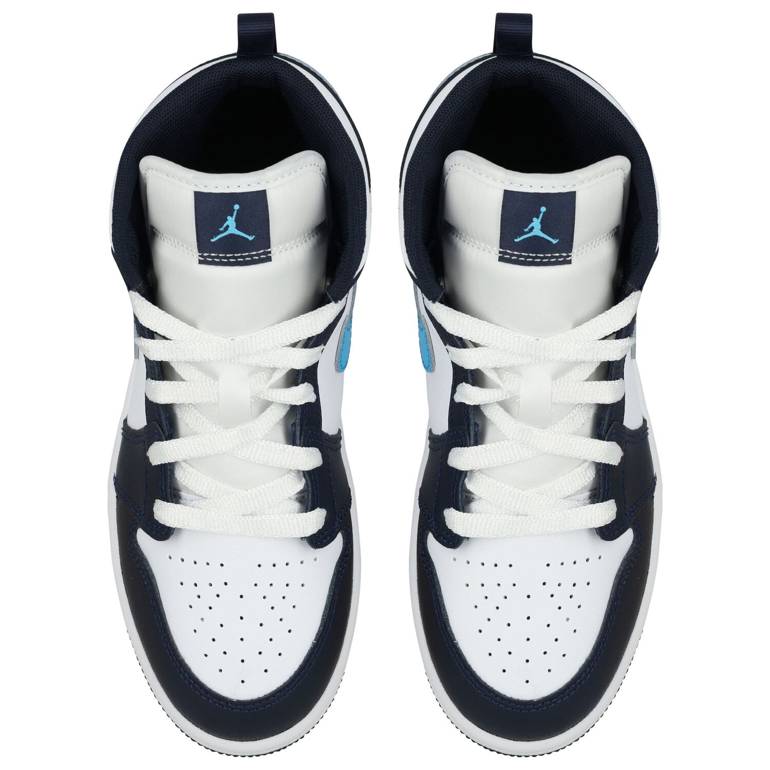 Blue & White Air Jordan 1 Mid Trainers, 6, hi-res