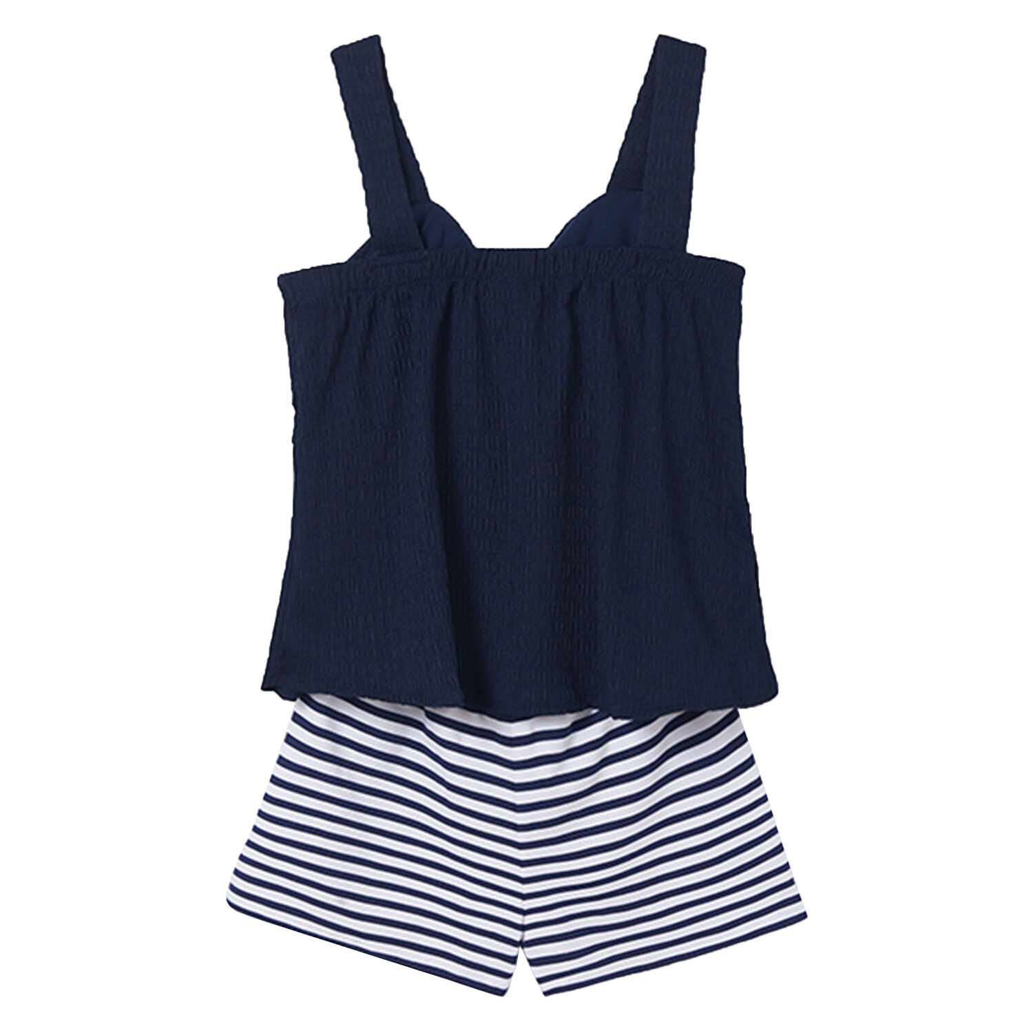 Girls Navy Striped Shorts Set, 1, hi-res