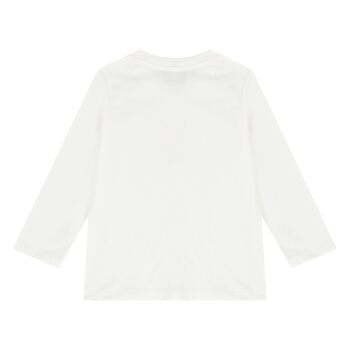 Younger White Teddy Bear Logo Long Sleeve Top