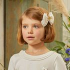 Girls White Bow Hairclip, 9, hi-res