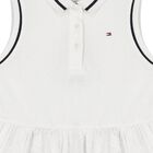 Girls White Cotton Broderie Polo Dress, 2, hi-res