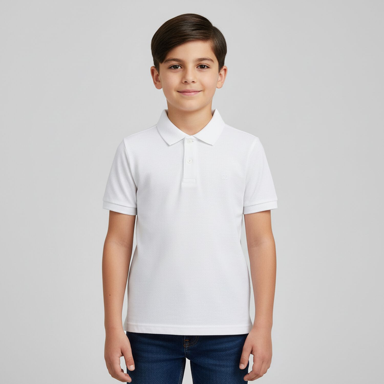 Boys White Logo Polo Shirt, 1, hi-res image number null