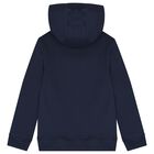 Boys Navy Blue Logo Hooded Top, 2, hi-res