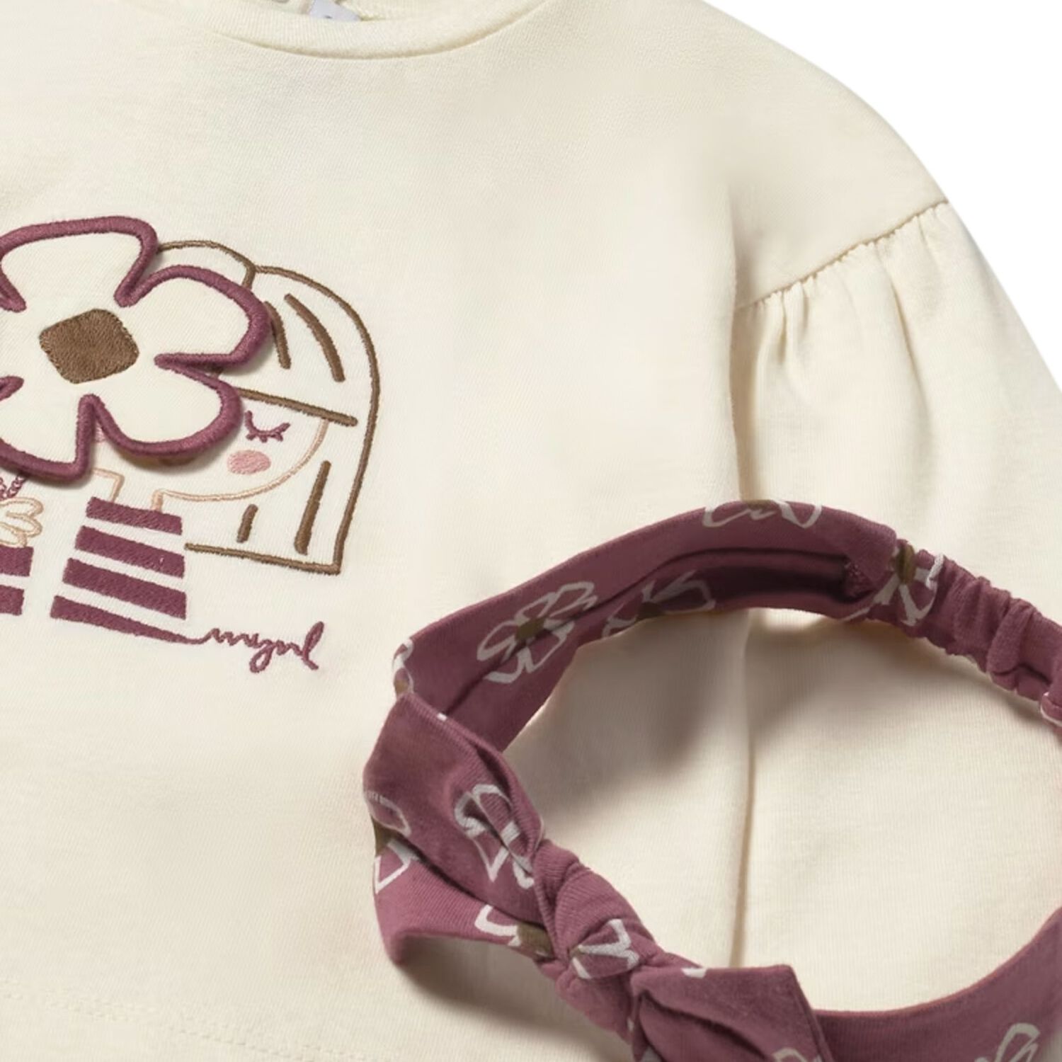 Younger Girls Ivory Long Sleeve Top Set, 1, hi-res