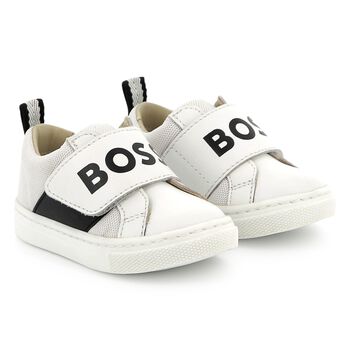 Boys White Logo Trainers