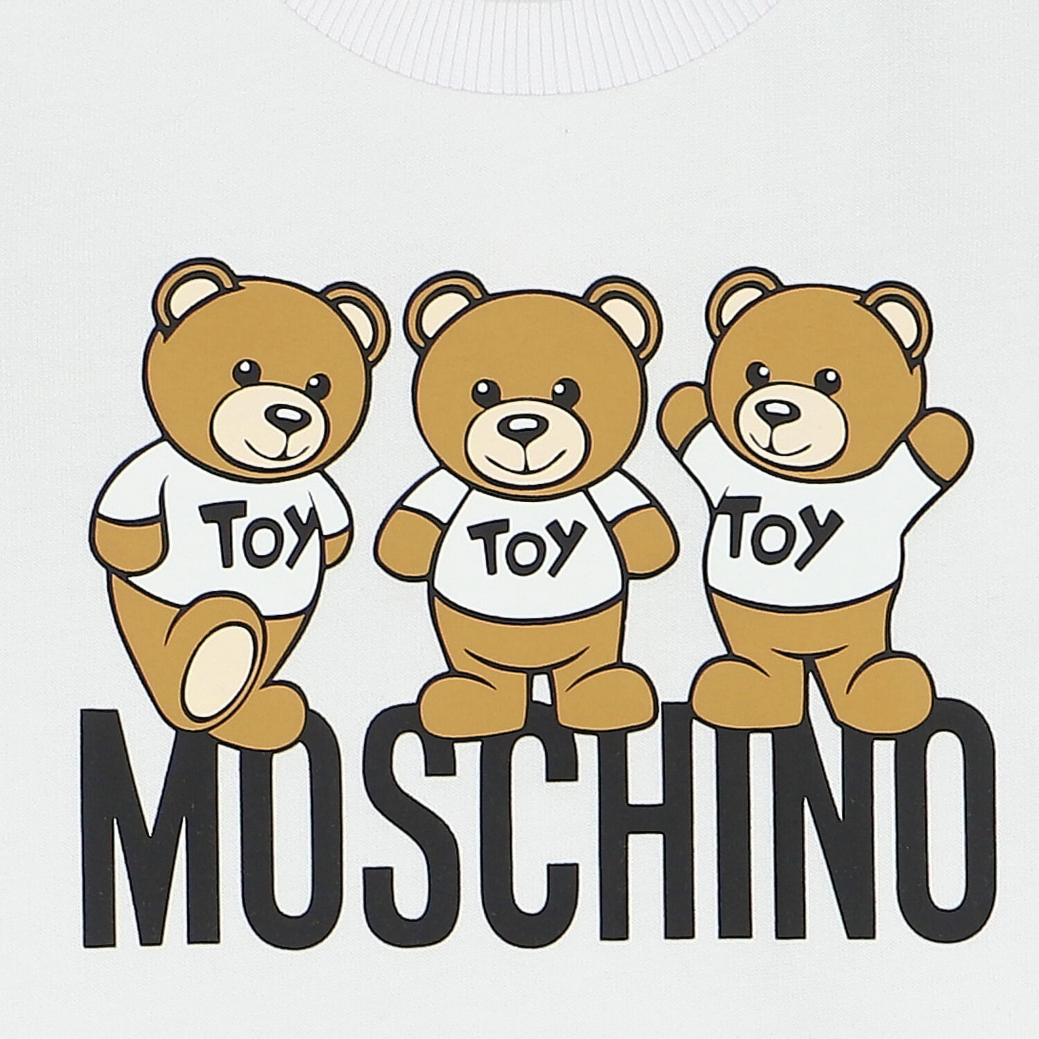 Younger Girls White Teddy Bear Logo Dress, 3, hi-res