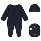 Baby Boys Navy Blue Logo Babygrow Gift Set, 1, hi-res