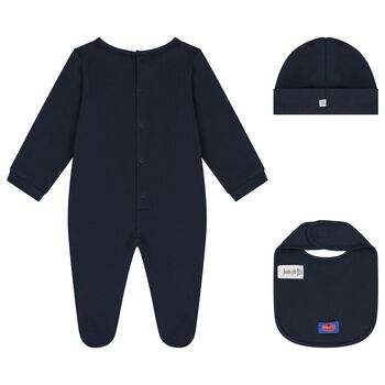 Baby Boys Navy Blue Logo Babygrow Gift Set