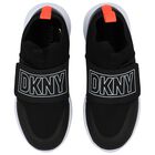 Boys Black & White Logo Trainers, 1, hi-res