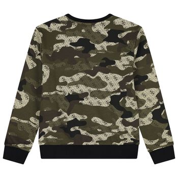 Boys Green Camouflaged Logo Sweatshirt
