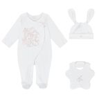 Baby Girls White & Pink Bunny Babygrow Gift Set, 1, hi-res